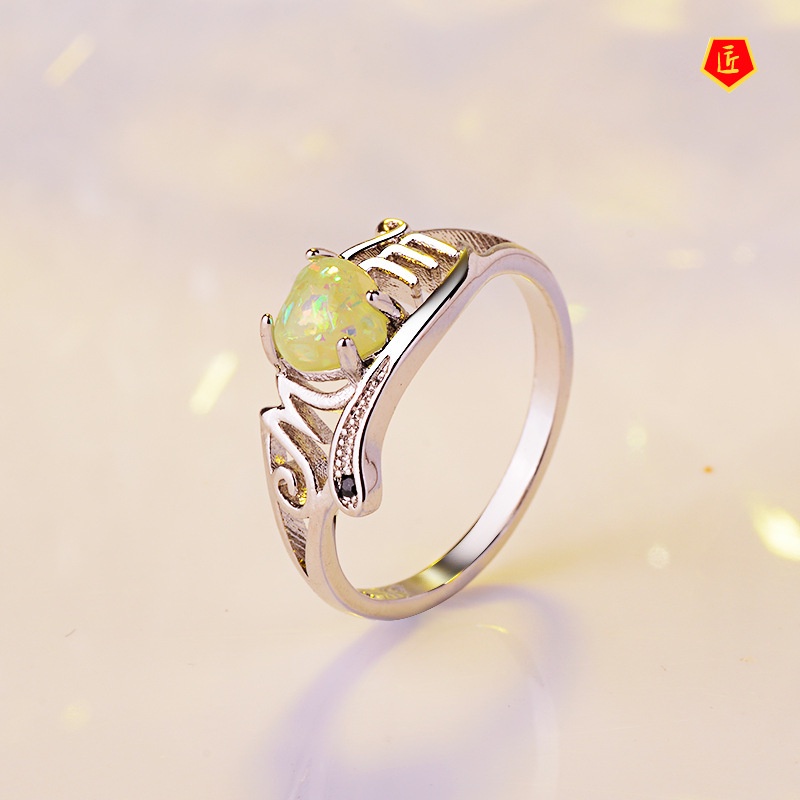 [Ready Stock]Simple Personality Heart-Shaped Opal Ring