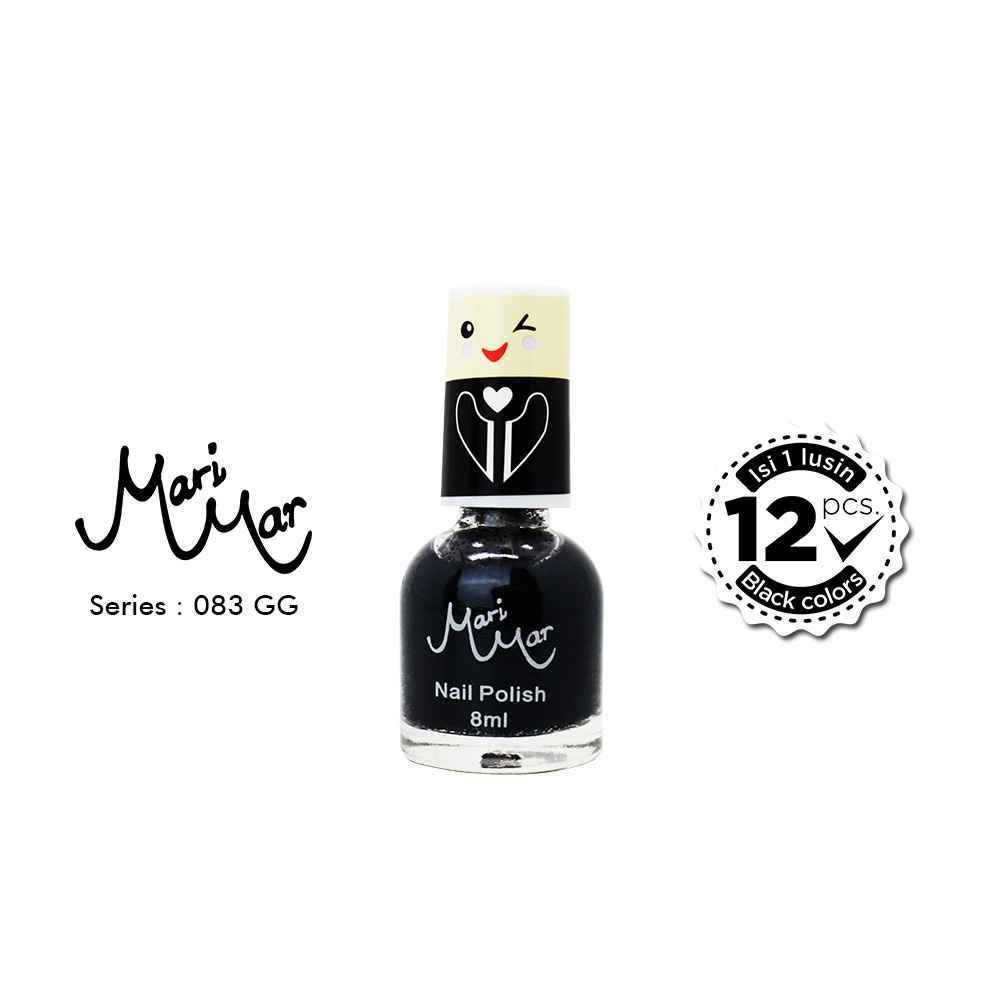 MARIMAR Nail Polish Shades Black &amp; Clear | Kode : 083GG / 083FF | Hitam / Transparant