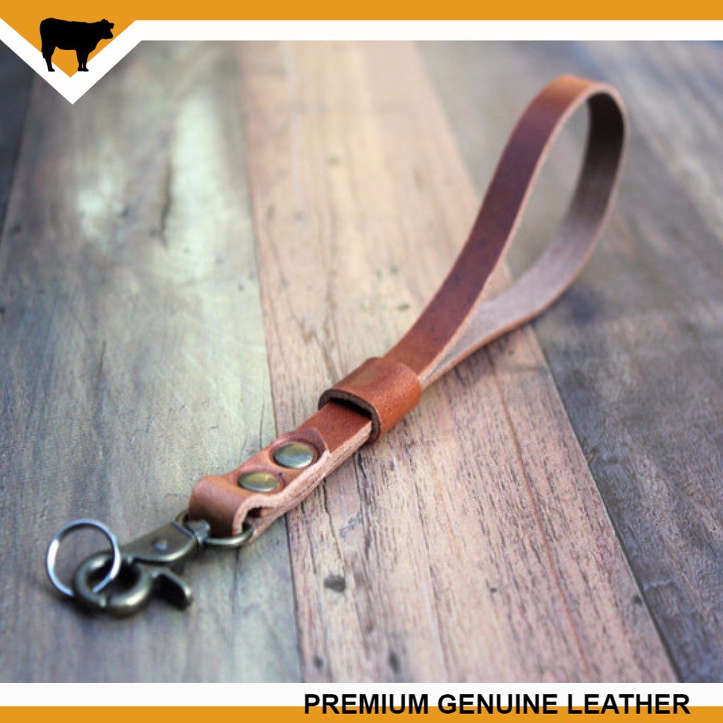 

Strap lanyard camera kulit asli leather goods warna brown tan