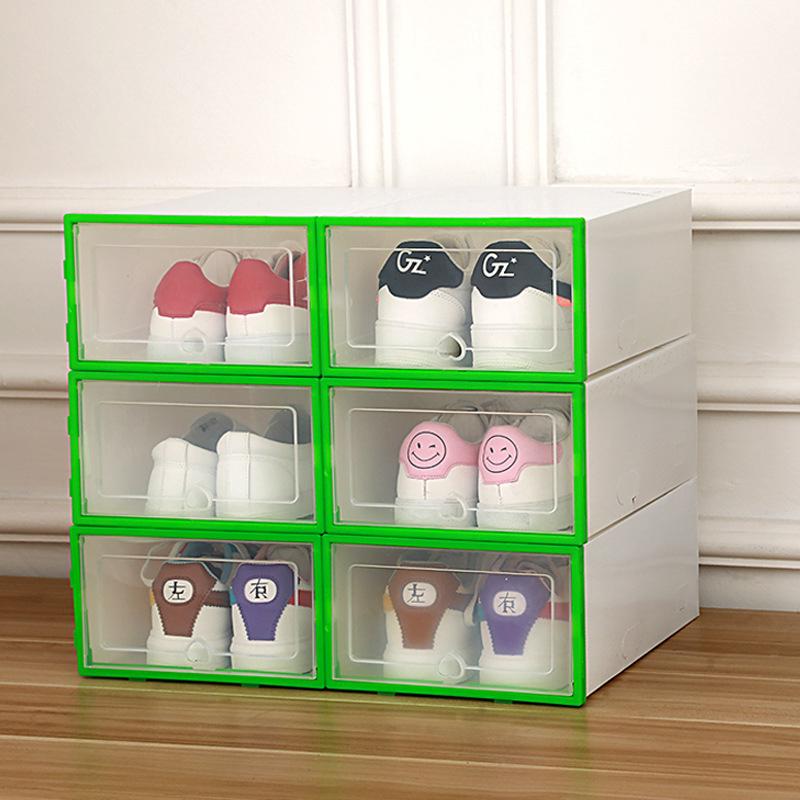 Thickened Foldable Shoe Storage Case Boxes Stackable Organizer Clear Plastic Shoe Box Shopee Indonesia