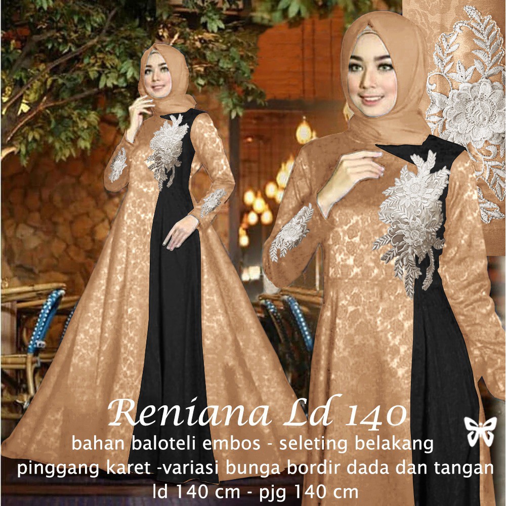 Muat sampai 5L Gamis Syari Super Jumbo LD 140 cm Terbaru Reniana-MOCCA