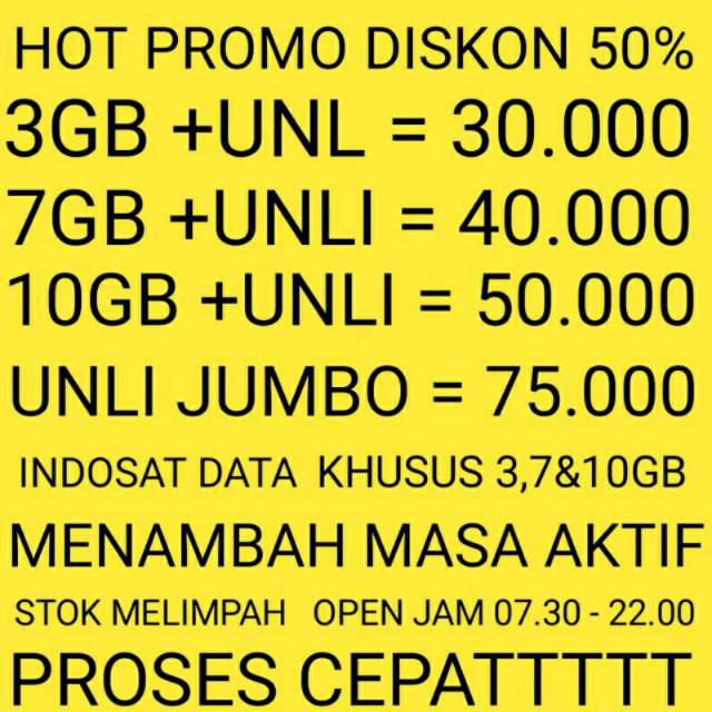 Wajib Unreg Injek Kuota Indosat Paket Data Unlimited Freedom Termurah9 Shopee Indonesia