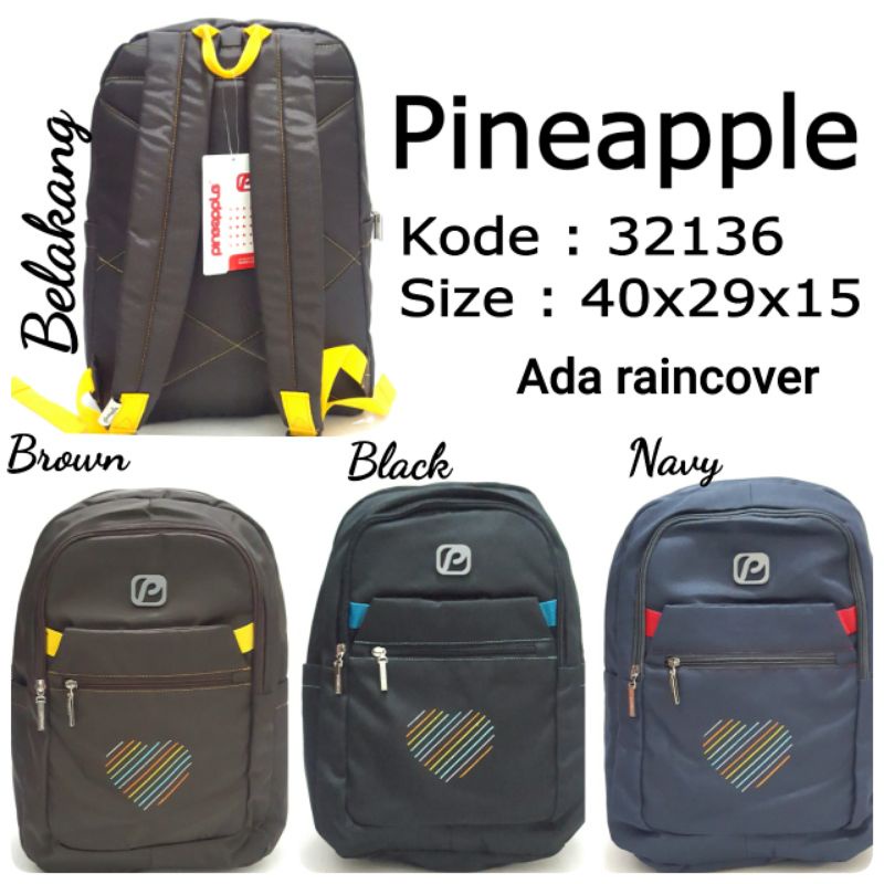 TAS RANSEL BACKPACK SEKOLAH TERBARU SMP SMa SD ANAK CEWEK TERMURAH PINEAPPLE 32136 Ada raincover