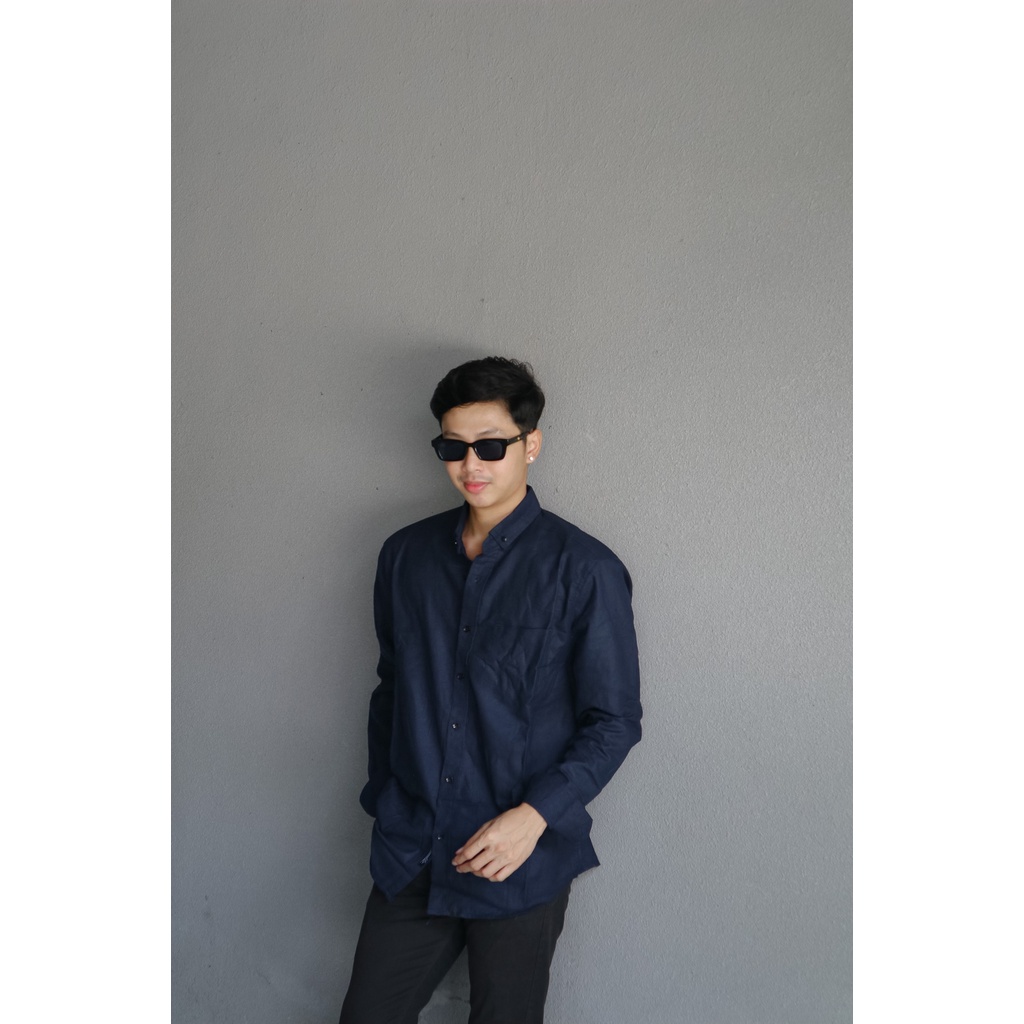 KEMEJA POLOS PANJANG FENNEL NAVY