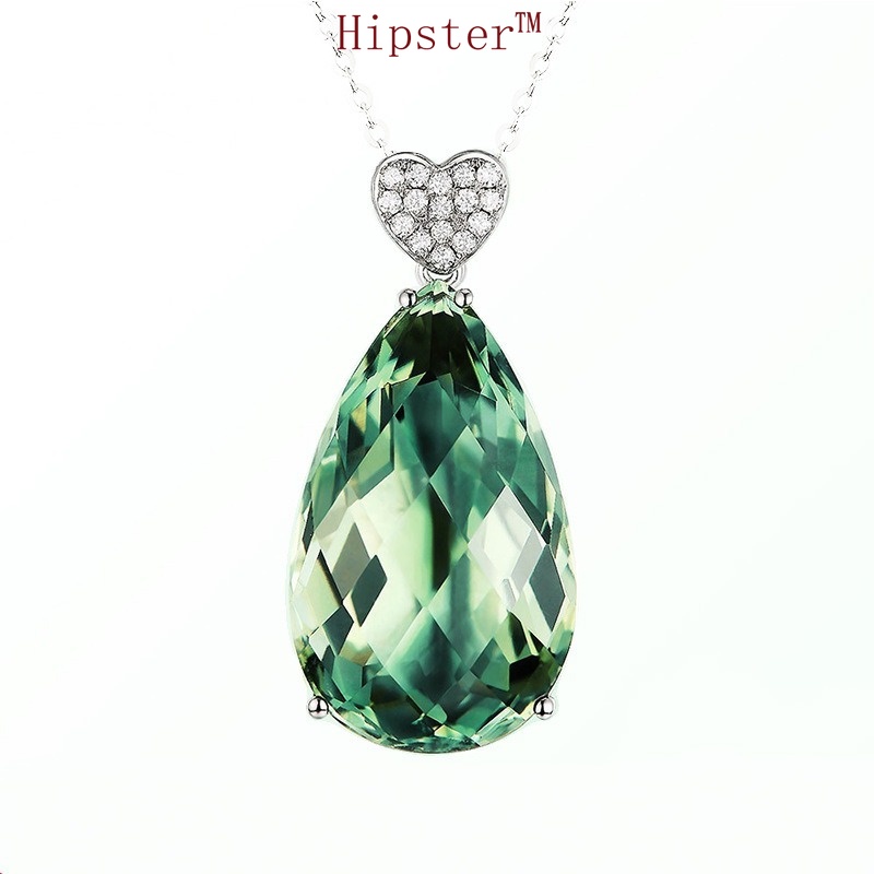 Hot Sale Trendy Elegance Temperament Color Gemstone Heart Pendant Necklace