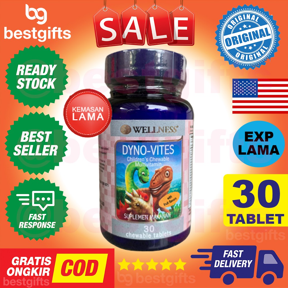 WELLNESS DYNO VITES DYNOVITES MULTI VITAMIN MULTIVITAMIN DAYA TAHAN TUBUH OTAK ANAK 30 TABLET KUNYAH