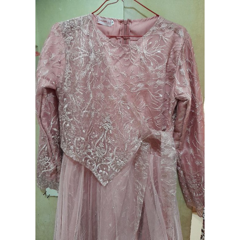 gamis brokat pink