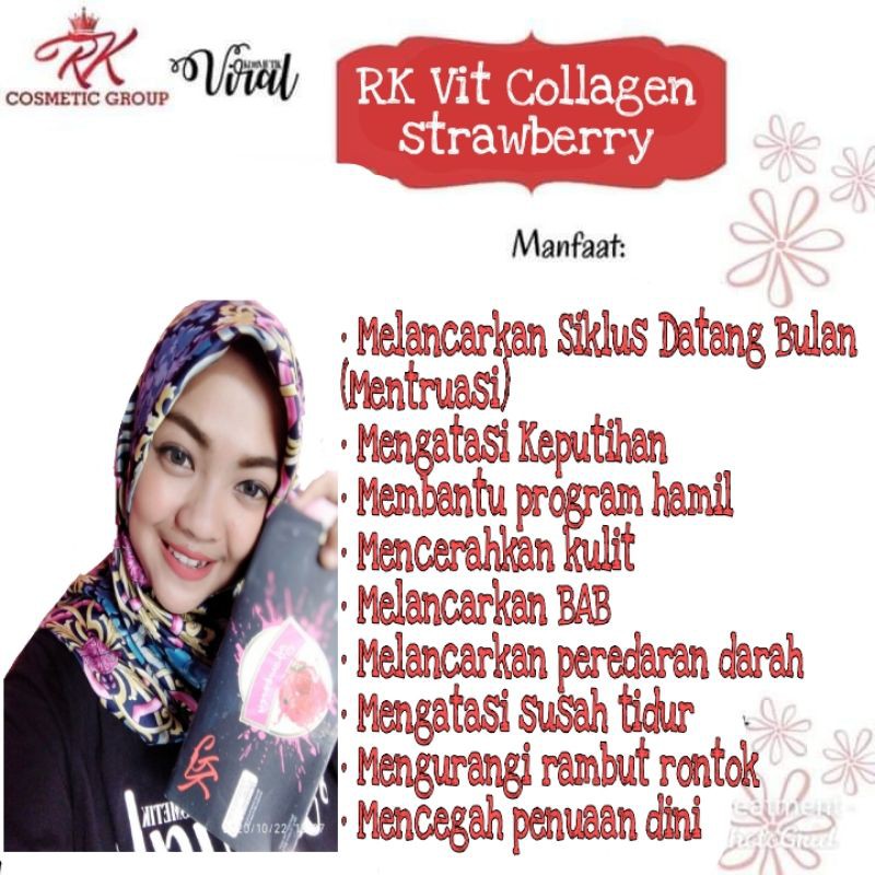 (COD) MINUMAN PEMUTIH BPOM RK VIT COLLAGEN SUSU STRAWBERRY