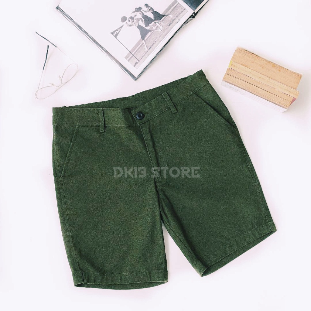 CELANA PENDEK PRIA CHINO WARNA ARMY GEFALIANO SIZE 28-38