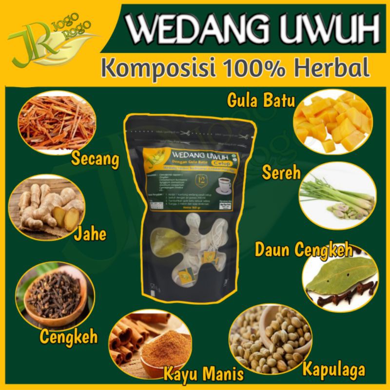 Wedang Uwuh Celup (komplit+gula batu) isi 12 kantong | Minuman kesehatan herbal menjaga sistem imun