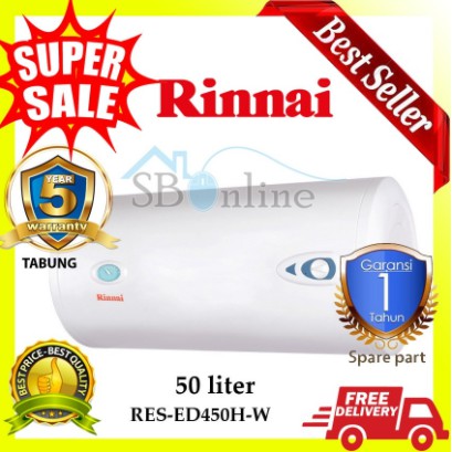 RINNAI Water Heater Listrik Horizontal 50 Liter RES-ED450H-W