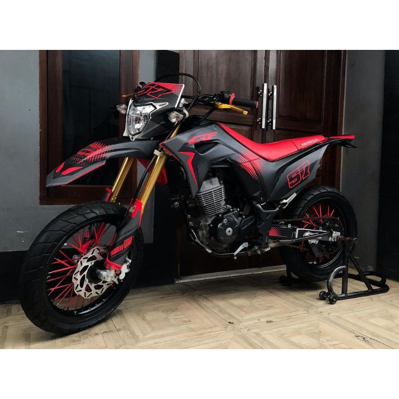 sticker decal full body variasi CRF 150L morip simpel gradasi warna hitam merah