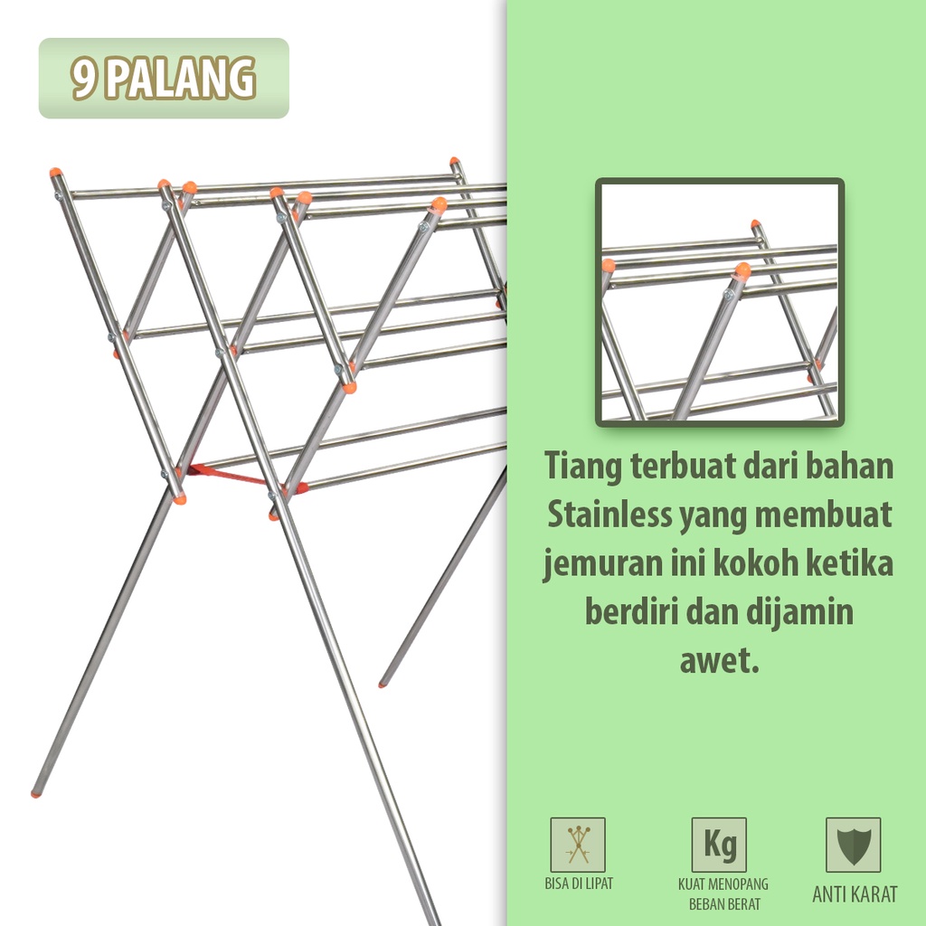 KB Jemuran Pakaian Rak Handuk Lipat Stainless SteeL