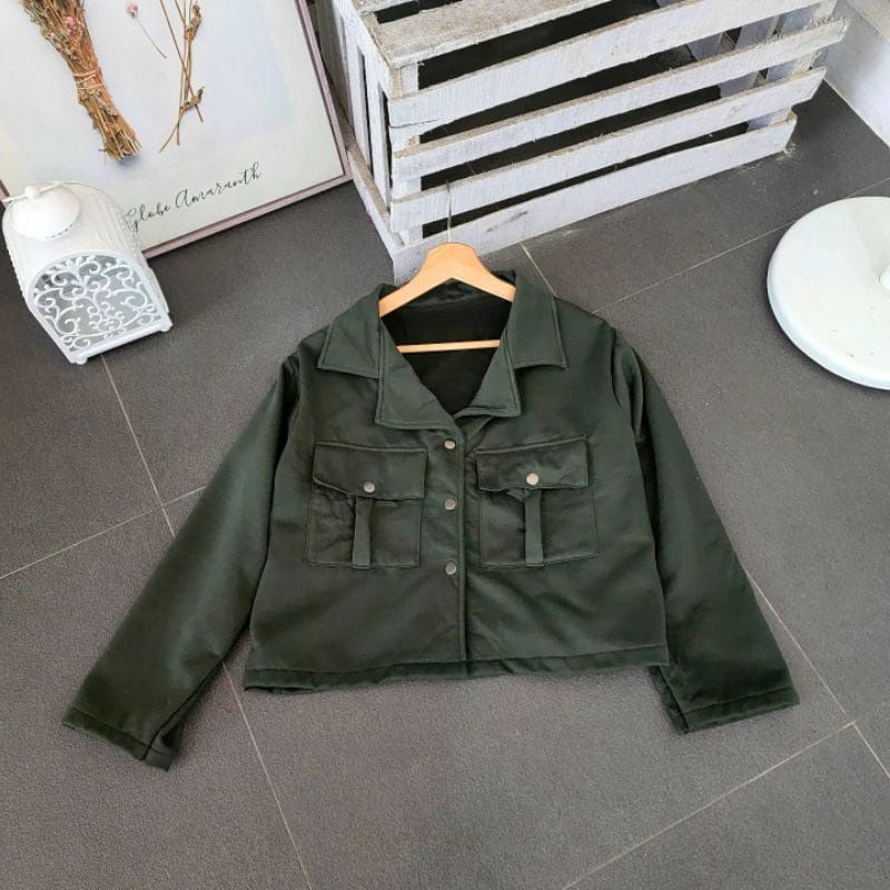 Sandra Crope Sweater Wanita Pleece Tebal XL