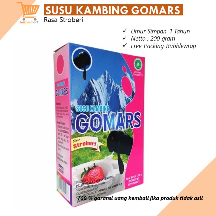 Susu Kambing Etawa Bubuk GOMARS Rasa Original - Coklat - Stroberi - Kemasan Kotak isi 200 Gram