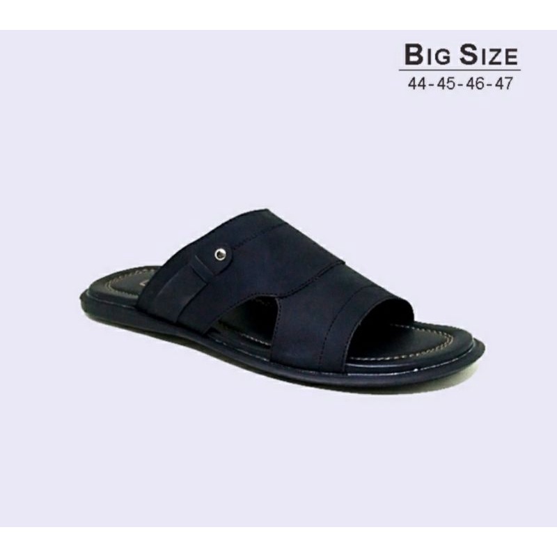 Sandal Slide Kulit Big Size 44-45-46-47 Sendaj JUMBO Bule IMPOR Kaki Gemuk Lebar Original, 47