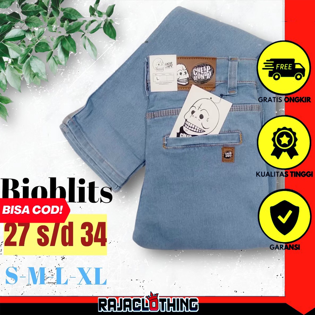 RCL - Celana Jeans Bioblits Panjang Pria Slim Fit Saku Bobok Denim S.M.L.XL 27 s/d 34 Big Size Saku Bobok