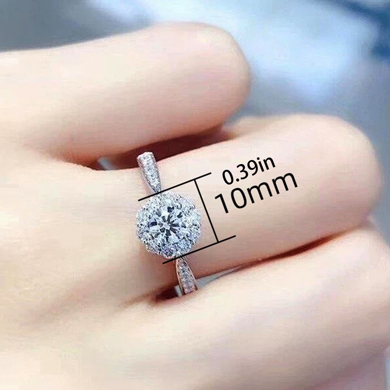 Cincin Desain Bunga Bahan Cubic Zirconia Warna Silver Untuk Wanita