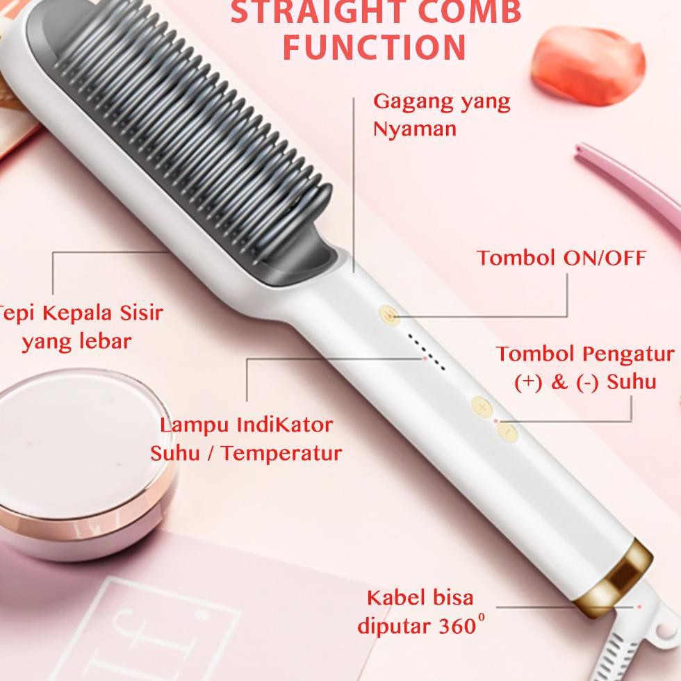 LARISTERUS79 SISIR CATOKAN FH909 sisir catok pelurus rambut hair straghtener curler 2in1 keriting lurus sisir listrik c002