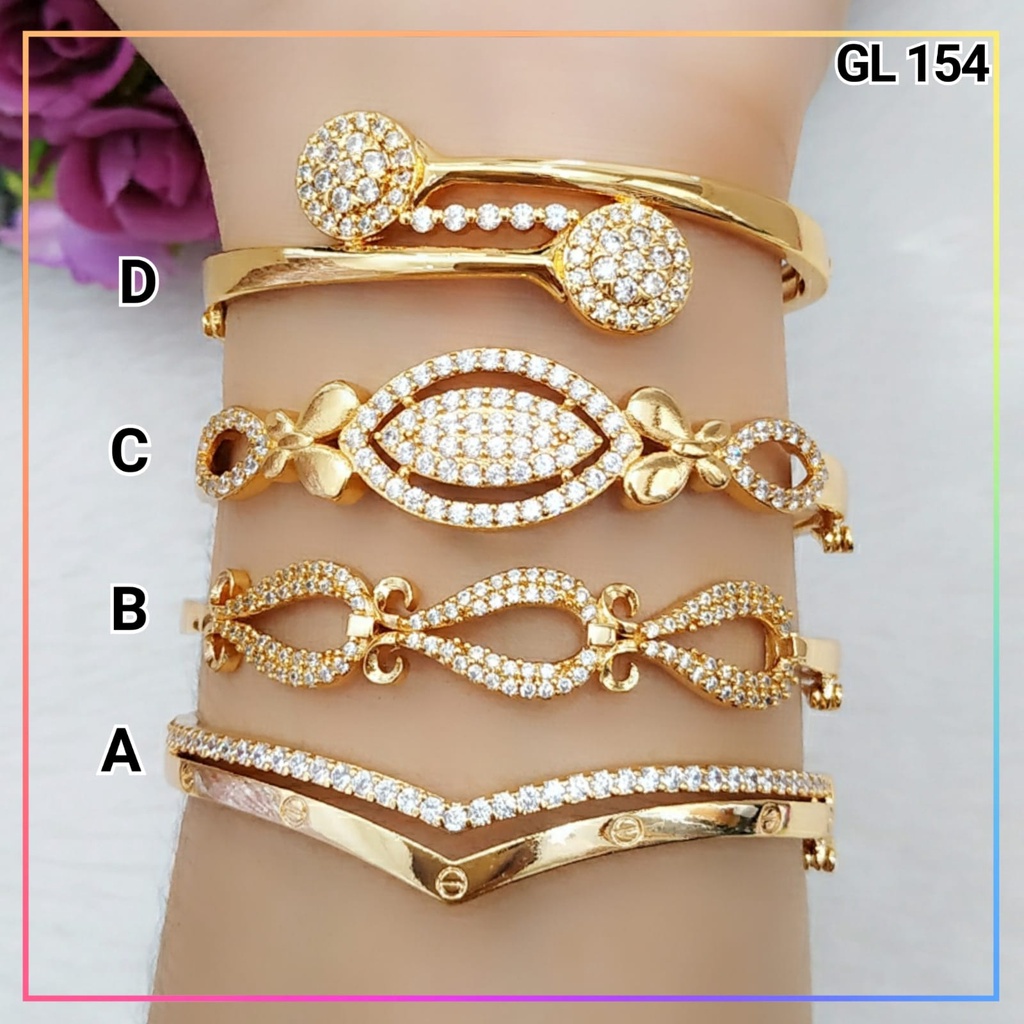 Gelang xuping gelang dewasa bangle permata bunga krawang lapis emas gold GL 154