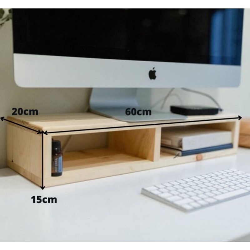 Monitor stand, dudukan monitor, rak monitor kayu UNFINISHED halus