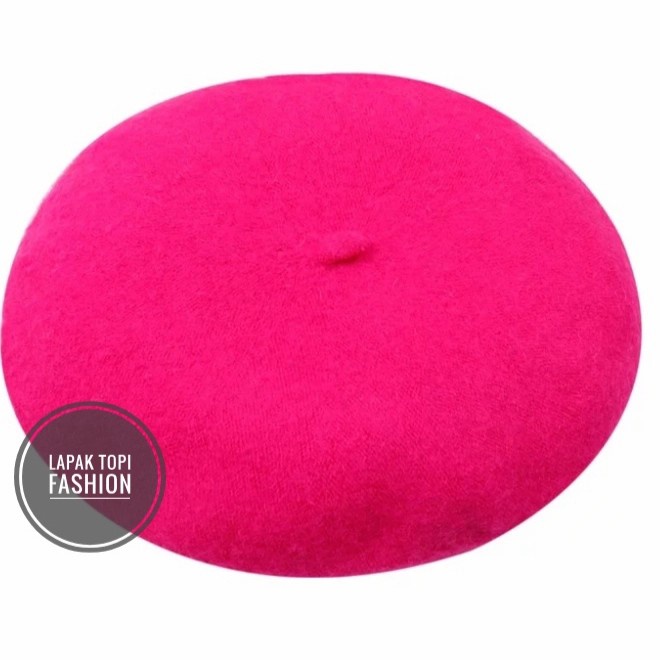 Topi Pantai Wanita baret Prancis Beanie hat vintage polos pink muda hot pink Topi Baseball Bucket Ha