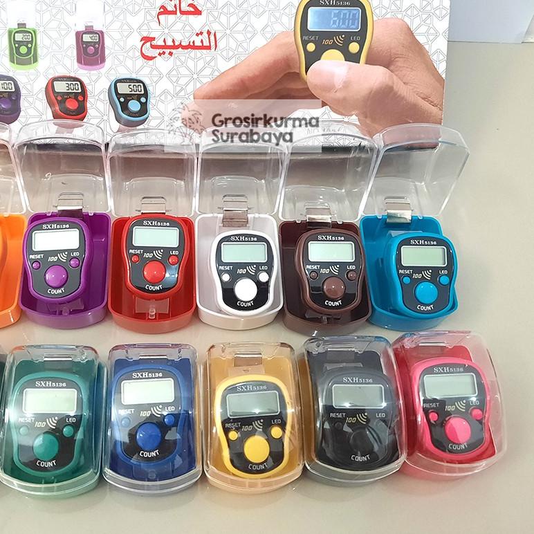 ➪ 1 LUSIN (12 Pcs) Tasbih Digital Mika LED & ALARM BUZZER Model Miniatur Arab Sholat Souvenir Nikah 