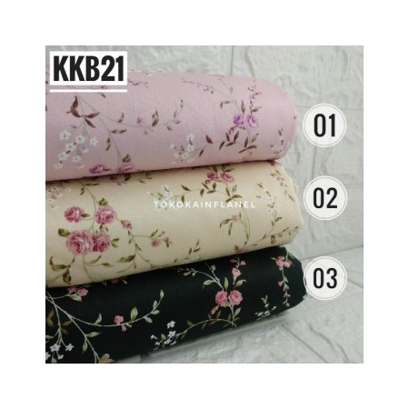 Kain / Bahan Katun Jepang Bahan Twill Motif Ranting Bunga Mawar Kecil KKB21