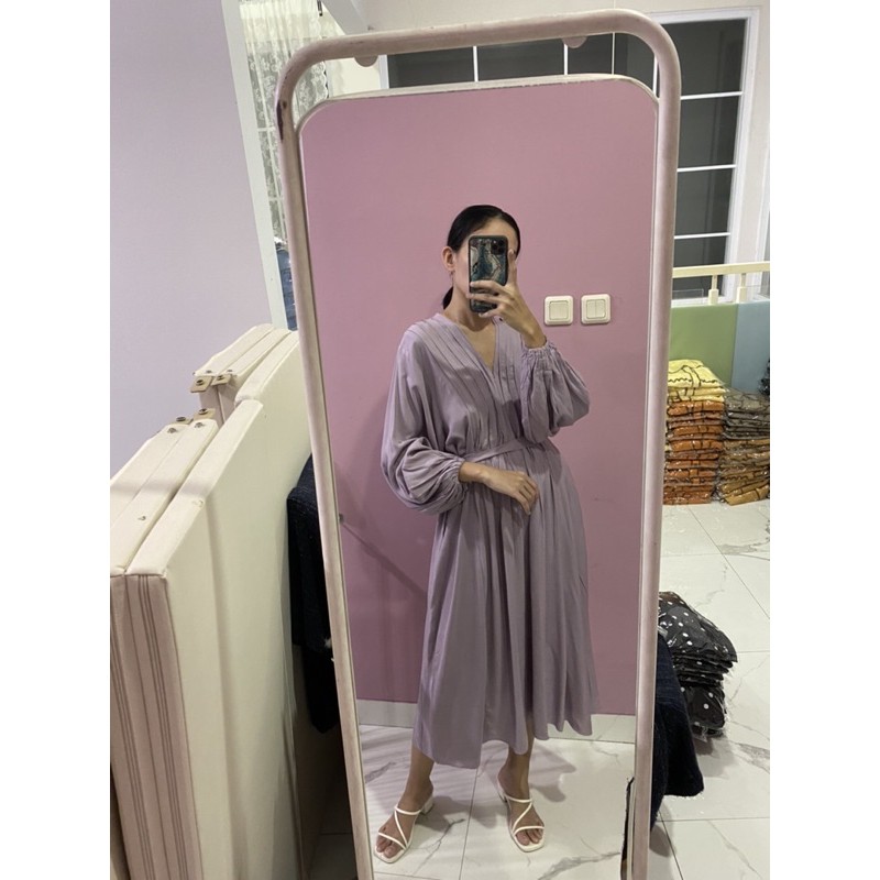 NABO - Kufnat Midi Dress Lilac (Dress Midi Bahan Rayon)