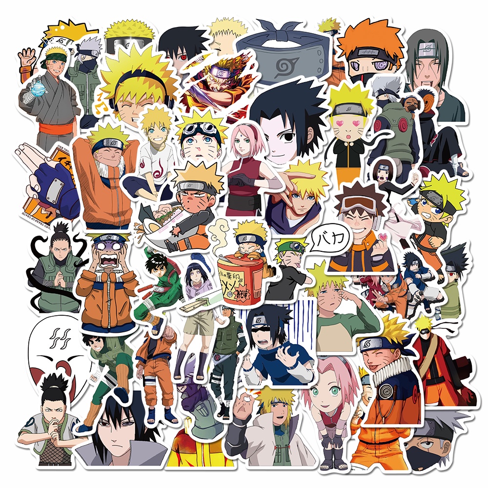 50pcs Cartoon Anime Naruto Handbook Stickers Luggage Laptop Waterproof Stickers