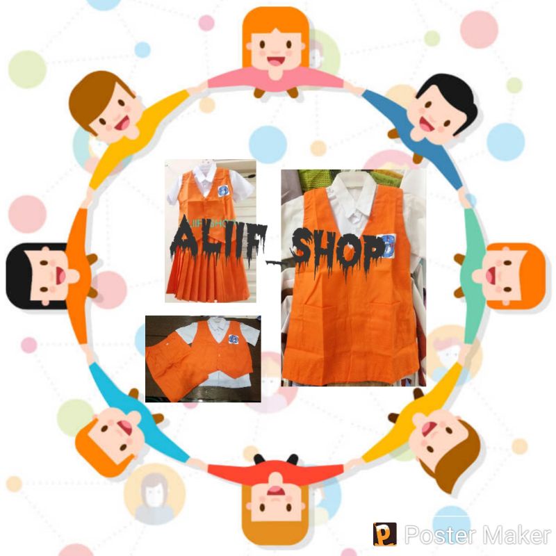 ReadySeragam TK nasional pendek orange tanpa topi, tanpa dasi