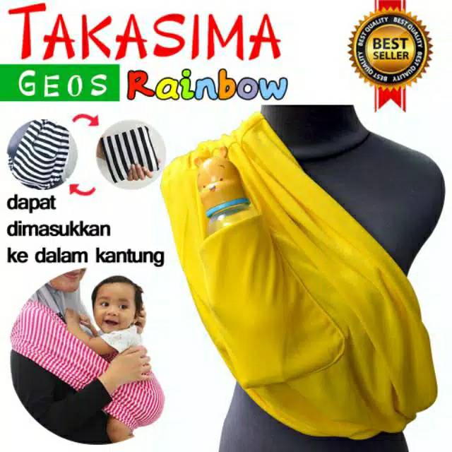 Geos Takasima Rainbow Plus Kantung Menyimpan Susu , Gendongan Kaos Murah Rainbow