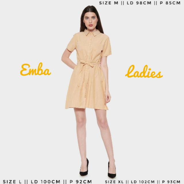 Emba Ladies M L XL dress wanita remaja kuning mustard