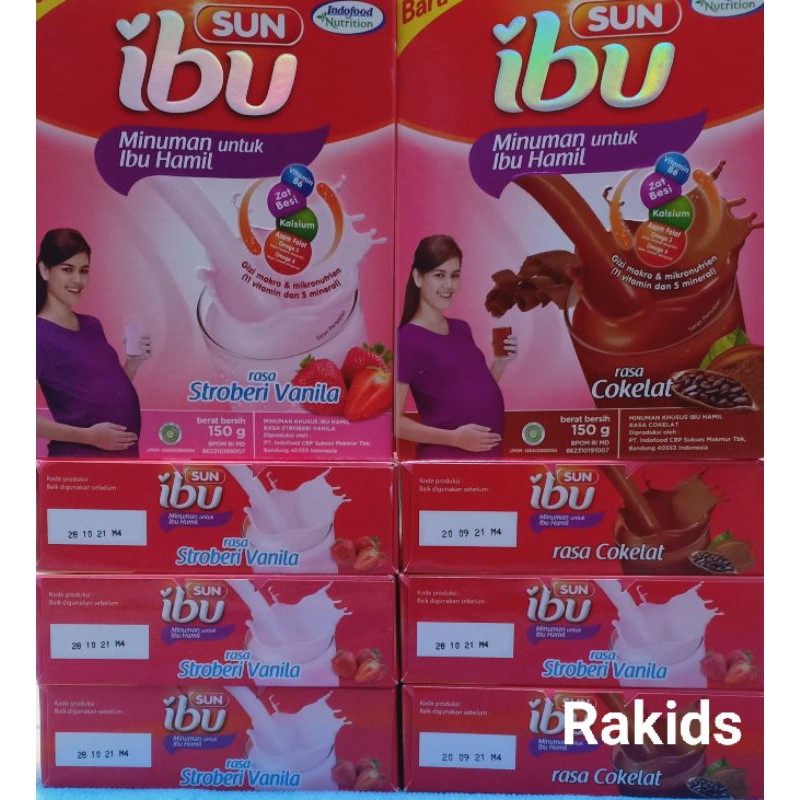 SUN susu ibu hamil rasa strawbery vanila 150g/ coklat 300gr