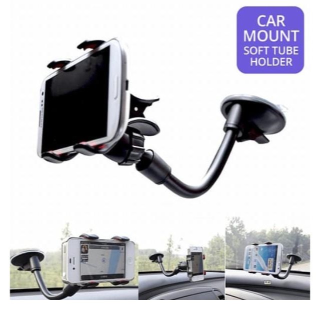 Holder hp Mobil Jepit 4 Cakar Tempel Kaca Dashboard Gps HP Flexible Universal Penyangga soft tube car holder universal original kuat kokoh