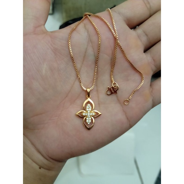 Kalung+liontin xuping wanita berlapis emas dengan mata zircon uk45cm