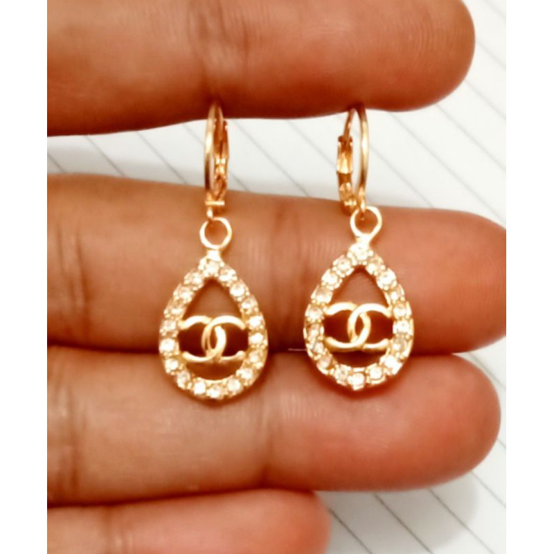 BB12. Anting xuping wanita lapis emas dgn mata zircon