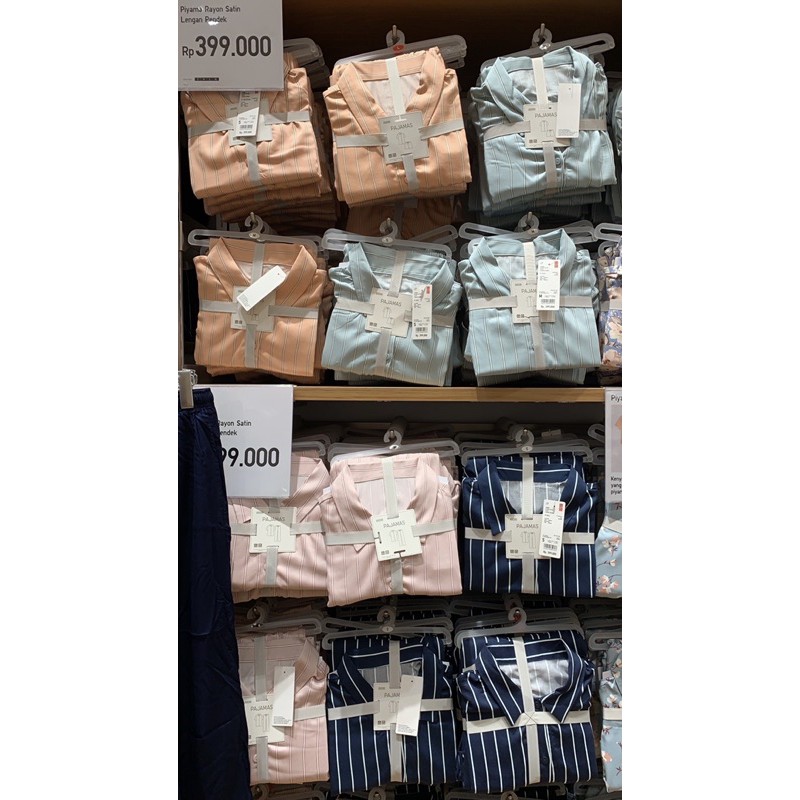READY UNIQLO PIYAMA RAYON SATIN LENGAN PENDEK PILIHAN CELANA PANJANG/PENDEK (NEW & ORIGINAL)