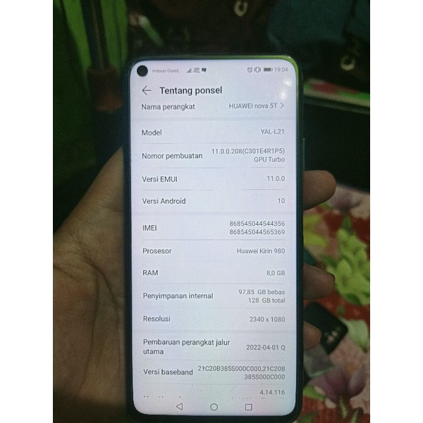 Handphone/Hp huawei nova 5t second