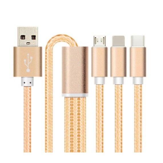 KABEL USB 3 IN 1 Micro Usb / 8pin / Type C Kualitas Super