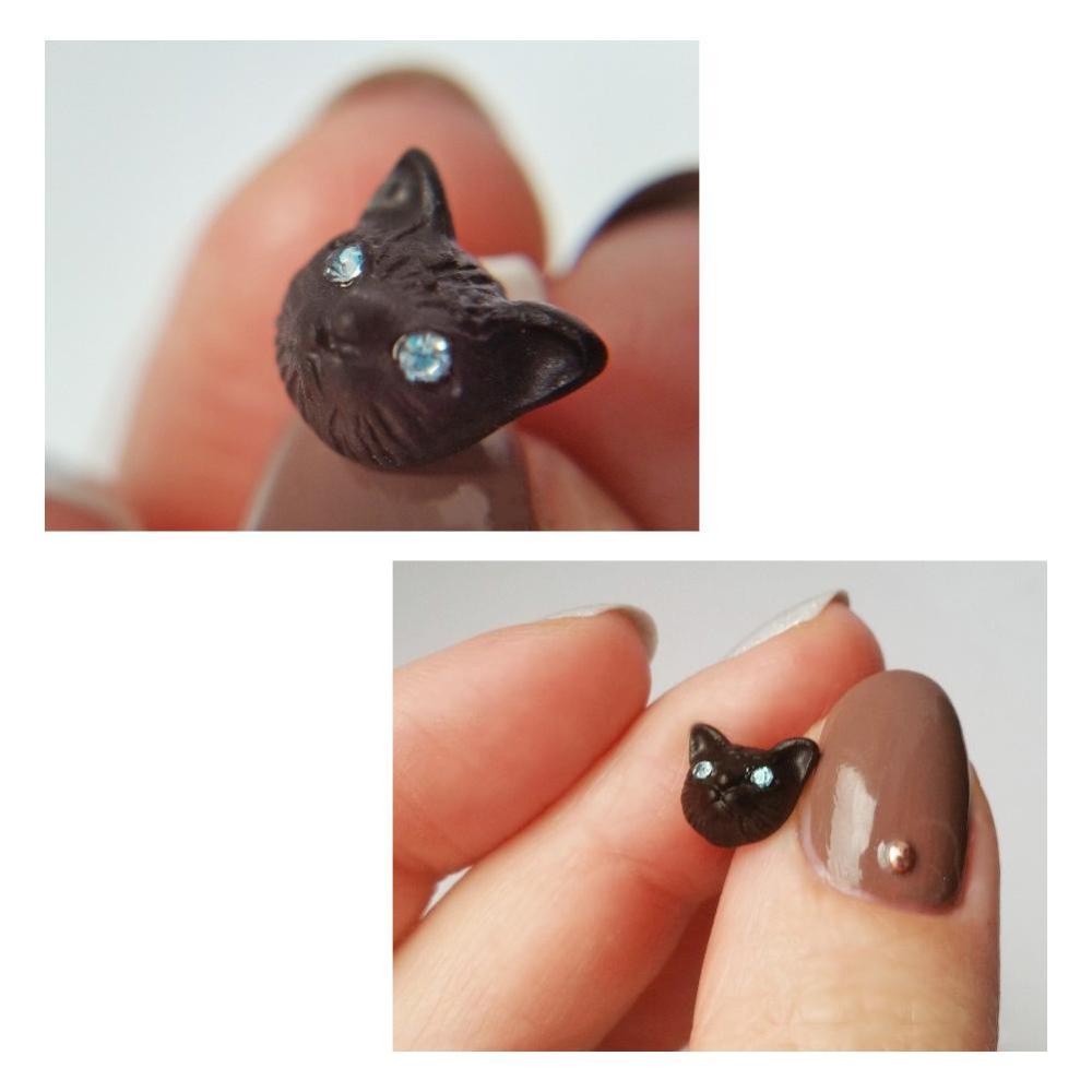 Timekey Anting Tusuk Desain Kucing Variasi 3 Warna Untuk Wanita A5K4