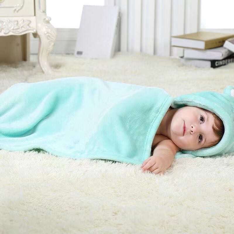 Baby Selimut bayi karakter topi boneka fleece hoodie bayi swaddle selimut 3D blanket swaddle