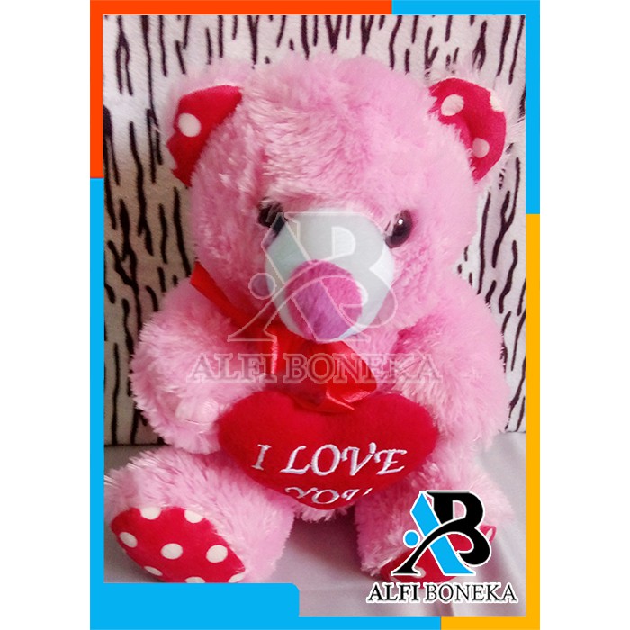 [ BAYAR DI TEMPAT ] J&amp;T Boneka Teddy Bear Love Hotpink M