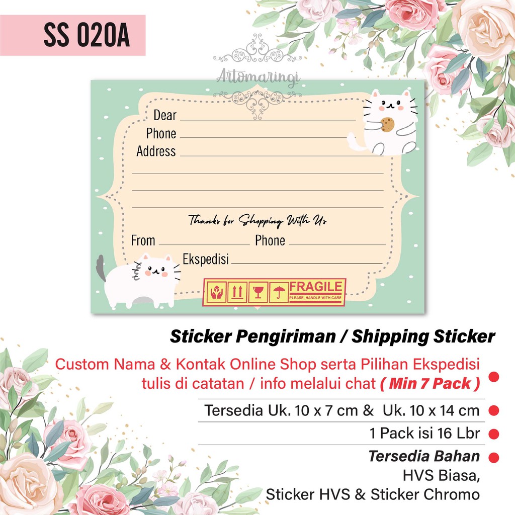 

Artomaringi Shipping Sticker HVS Doff Sticker Pengiriman Chromo Shipping Label SS020