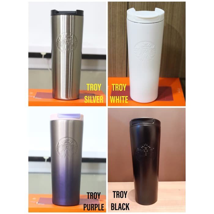 Tumbler Starbucks Original Siren Troy Black Purple White Silver Botol Stainless Steel Sbux Starbuck