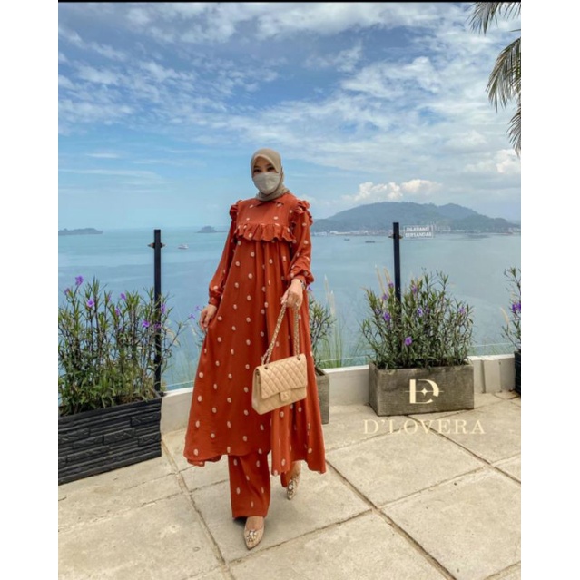 Setelan Long Tunik Polkadot Premium | Ivona Set by D'lovera