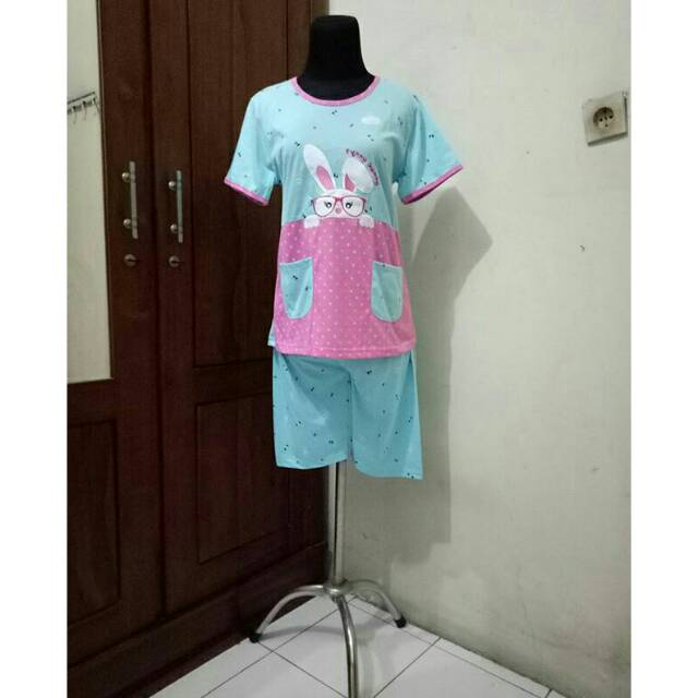 babydoll forever celana pendek rabbit biru pink