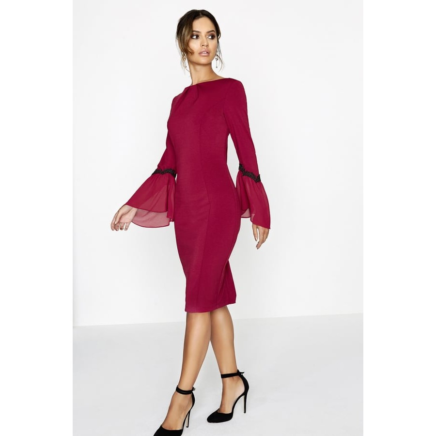 Dress Pesta Mewah Impor Original Merk Inggris Luxury Little Mistress Wine Bodycon Gamis Party Zara