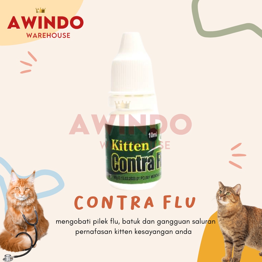 CONTRA FLU KITTEN - Obat Flu Pilek Batuk Saluran Pernafasan Kucing Kitten