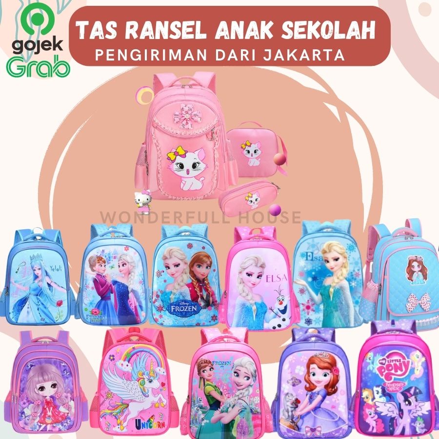 Tas Ransel Anak Sekolah Tas Punggung Perempuan Kartun Putri Korea Backpack Impor